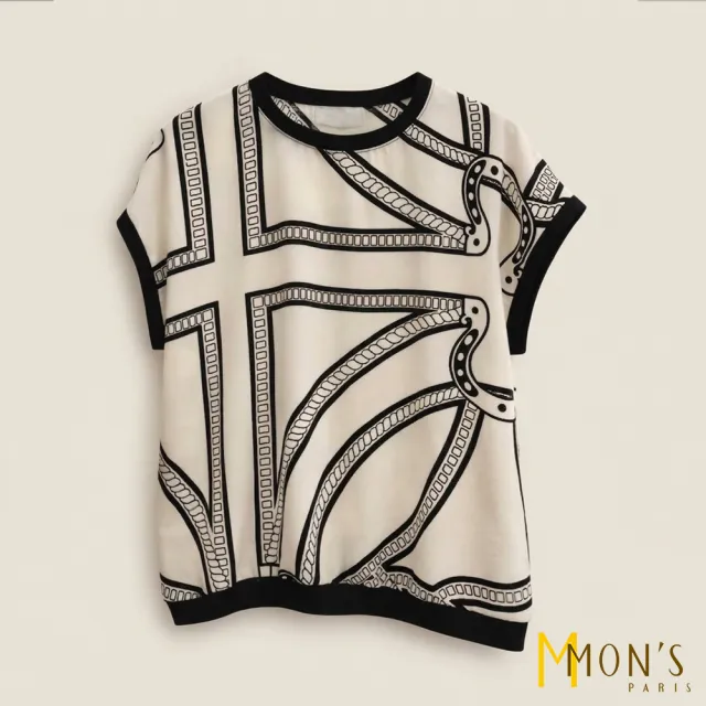 【MON’S】黑白鏈紋優雅上衣(直)