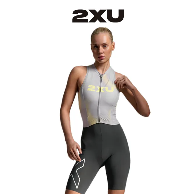 【2XU】Trisuit 女士 輕盈奔馳進階選手實戰無袖連體三鐵衣 檸檬黃/深灰藍( WT7646d-LMIJUP)