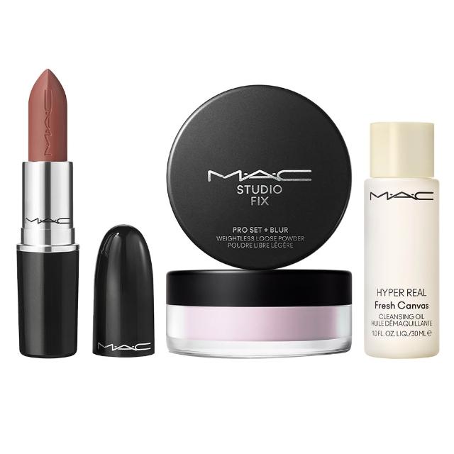 【M.A.C】水潤妝感蜜粉入門組(超持妝輕透濾鏡蜜粉+超水感持色水唇膏3g)