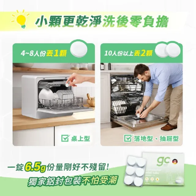 【gc clean】桌上型洗碗機專用小小錠36錠x5(洗碗錠/奶瓶清潔/無色素/無香精/防潮鋁膜包裝)