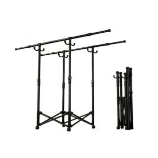 84-144CM家用雙桿可伸縮+掛鉤掛衣架 折疊晾衣架 小戶型家用 臥室陽臺落地式 免打孔曬衣架 掛衣架