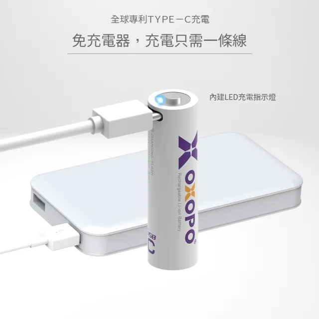【OXOPO】XC系列 1.5V Type-C 充電鋰電池 (3號2入)