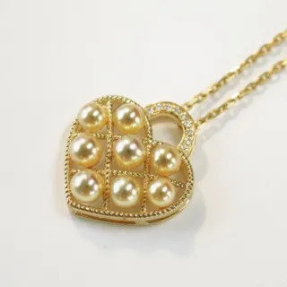 月輝珠寶 18K金 3-4mm 日本 Akoya 天然海水珍珠 吊墜 極光金色 愛心鎖設計 優雅氣質 百搭推薦