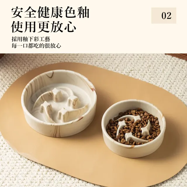 【chachacha】流星陶瓷止滑慢食碗 450ml 3色 (寵物碗/飼料碗)