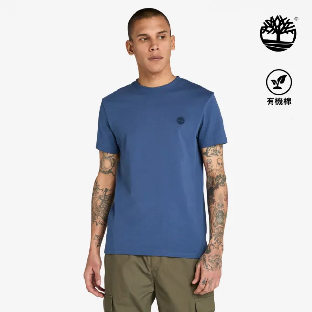 【Timberland】男款藍色休閒短袖T恤(A2EKJEYO)