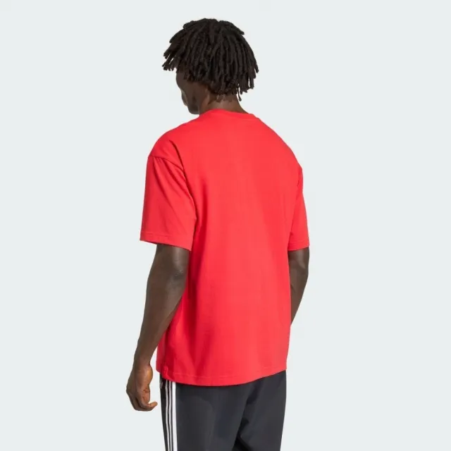 【adidas 愛迪達】Trefoil T-shirt 男 T恤 運動上衣 休閒短袖 紅 亞版 純棉(KD4090)