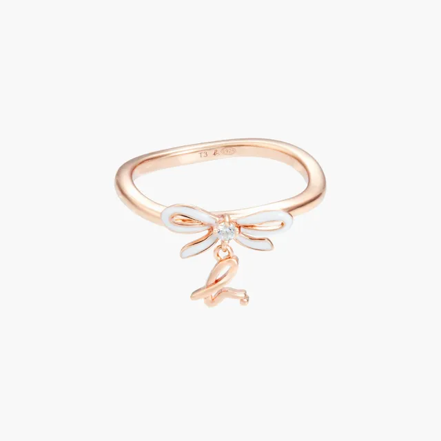 【agnes b.】bijoux 女款 925純銀 蝴蝶結 b.logo 戒指 玫瑰金