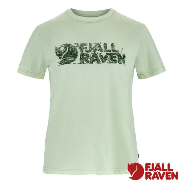 【Fjallraven】小狐狸 女 Lush Logo 吸濕彈性有機棉混紡短袖圓領衫.休閒T恤/ 14600165-637 柔玉綠