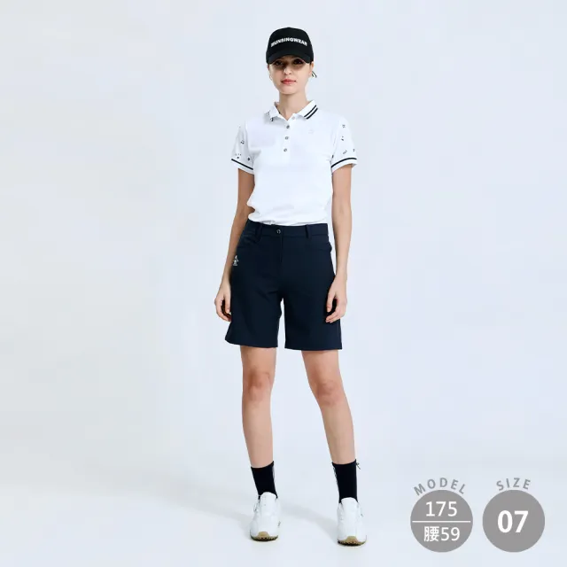 【Munsingwear】企鵝牌 女款藏青色 基本百搭顯瘦五分短褲 MLXL8501