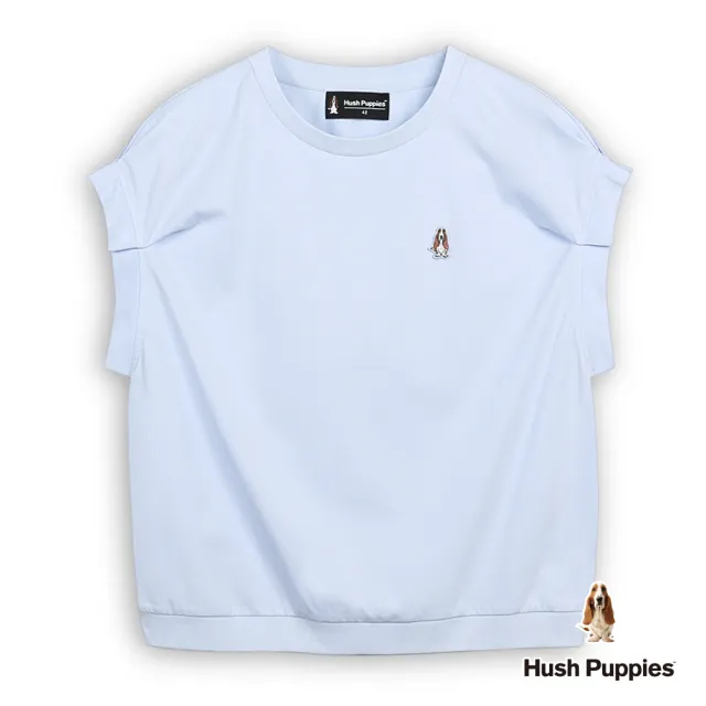 【Hush Puppies】女裝 上衣 造型袖刺繡小狗上衣 (淺藍 / 63210108)