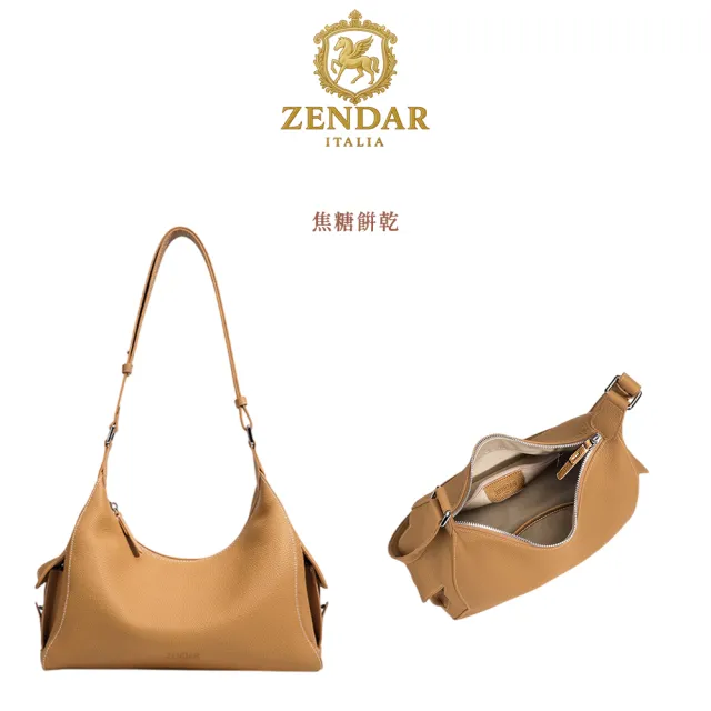 【ZENDAR】直播限定 限量1折 頂級小牛皮肩背包 卓麗系列 全新專櫃展示品 (4色)