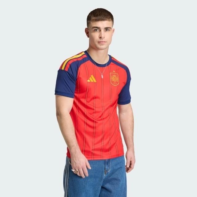 【adidas 愛迪達】Rfef H Jsy 男 足球衣 世界盃 西班牙 主場復刻版球衣 紅 藍(JN4390)