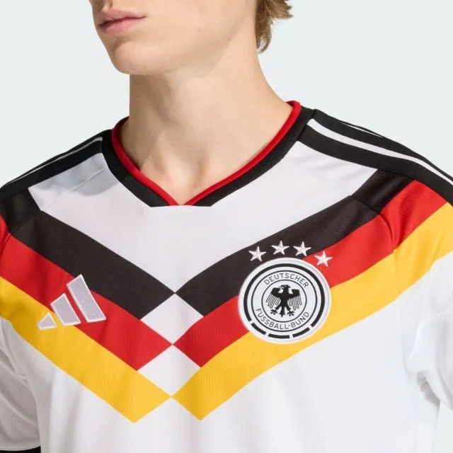 【adidas 愛迪達】Dfb H Jsy 男 足球衣 世界盃 德國 主場復刻球衣 白 紅黑(KD8363)