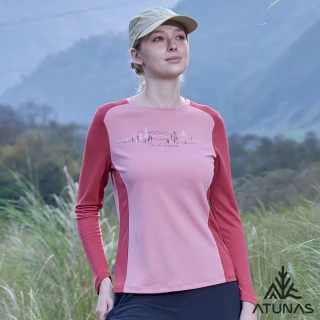 【ATUNAS 歐都納】女款循環抑菌抗臭吸濕排汗長袖T恤(A1TSHH02WC玫紅/再生環保材/透氣/抗UV防曬/休閒)