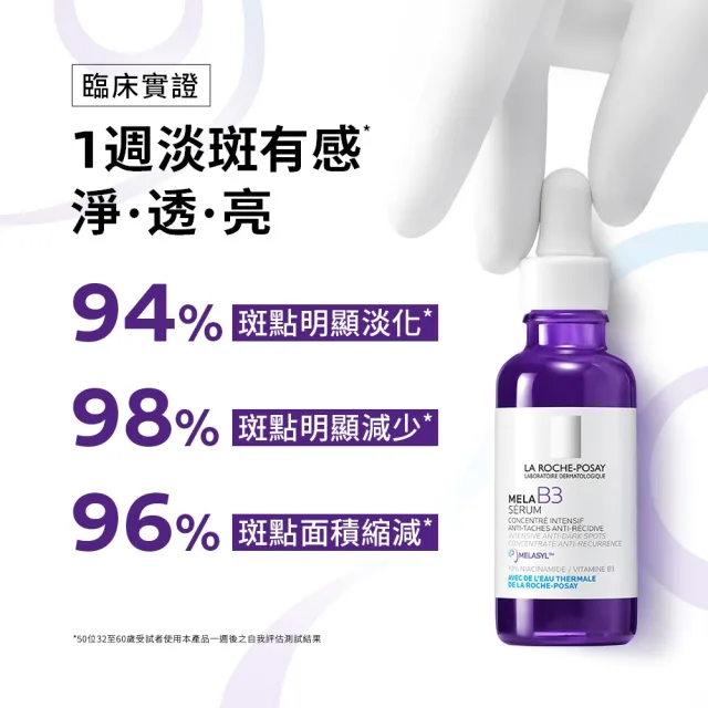【理膚寶水】全新上市★最強淡斑科技 MELA B3 淡斑淨亮精華50mlx2重量版(美白/麥拉色鏈)
