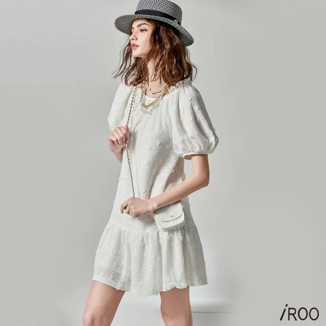 【iROO】光學白渡假小洋裝