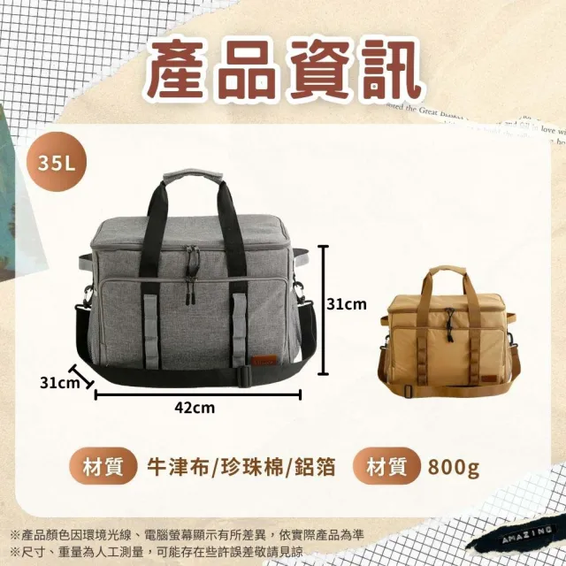 【享屋】戰術保冷袋-35L(保冰袋 露營收納袋 保鮮袋 裝備袋 野餐包 露營包 大容量保溫袋 保溫箱)