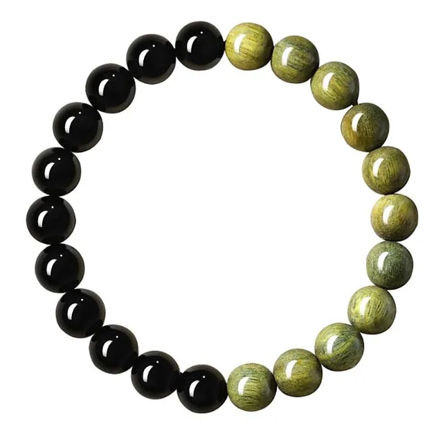 【Penny 珮妮】綠檀木 黑曜石 佛珠手鍊 8mm