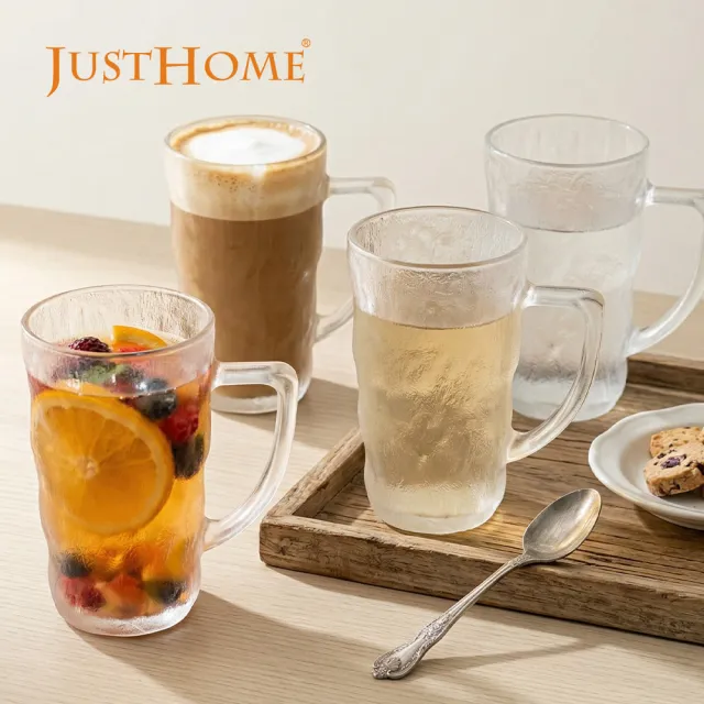 【Just Home】冷霧石紋玻璃直身馬克杯300ml(杯 馬克杯 冷水杯 冷飲杯)