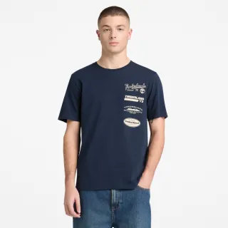 【Timberland】男款深寶石藍LOGO圖案T恤(A5S4T433)