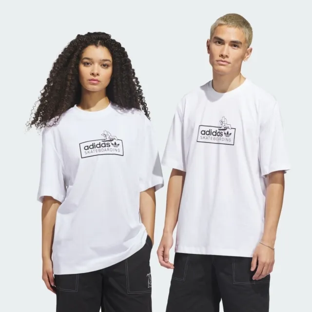【adidas 愛迪達】Gonz Logo Tee 男女 T恤 運動上衣 休閒短袖 白 亞版 純棉(KF1836)