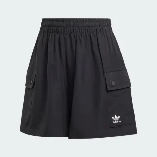 【adidas 愛迪達】Ess C Shorts 女 短褲 運動短褲 休閒短褲 黑 亞版 工裝風(JD1514)