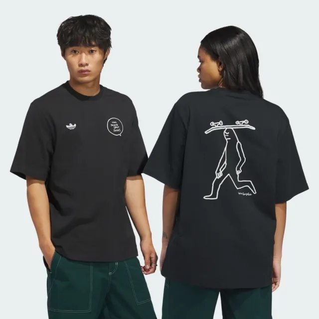 【adidas 愛迪達】Gonz Spot Tee 男女 T恤 運動上衣 休閒短袖 黑 亞版 純棉(KE1015)