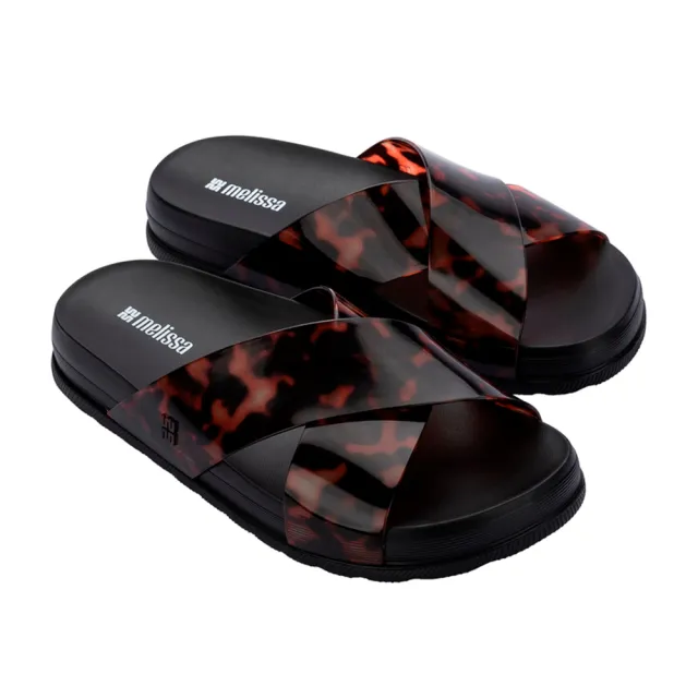 【Melissa】動物紋交叉寬帶平底拖鞋(花色)