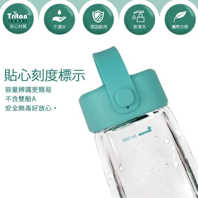【GREEN BELL 綠貝】Tritan極簡塗鴉水壺360ml3入組(寬口 提把 耐用 款式任選 不含BPA)