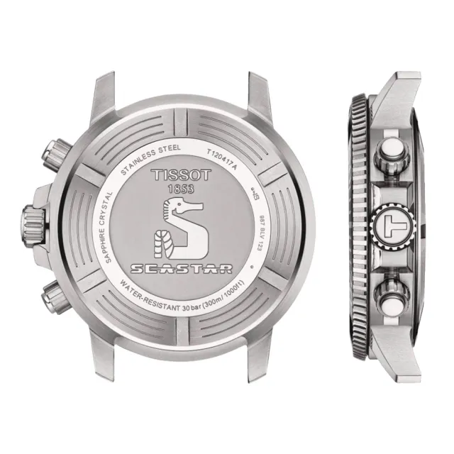 【TISSOT 天梭】Seastar 1000 海洋之星水鬼300米潛水三眼計時石英錶-45.5mm 雙11 送禮(T1204171104101)