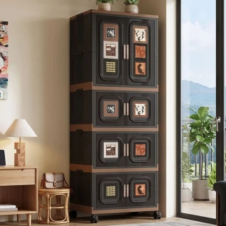 【AOTTO】70面寬大容量雙開門附輪折疊收納衣櫃