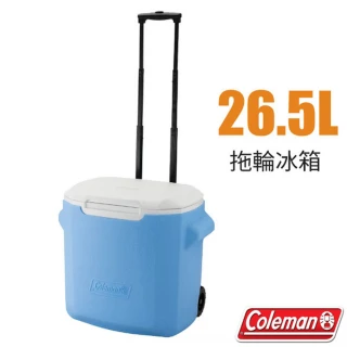 【Coleman】26.5L 拖輪冰箱.拉桿保冷保冰箱.行動冰桶.移動保冷箱.冰筒.置物箱 / CM-38177 夢幻藍