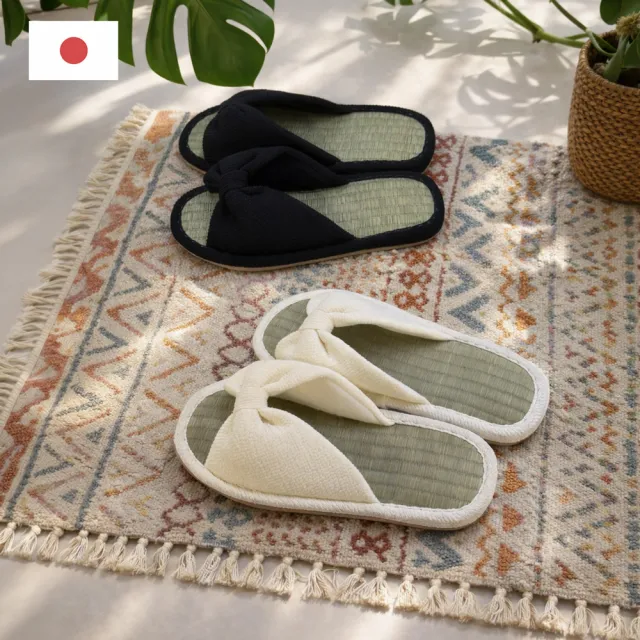 【zozo】日系緞帶榻榻米拖鞋(居家用/木地板適用/室內居家涼拖鞋/草蓆感靜音防滑女拖鞋)