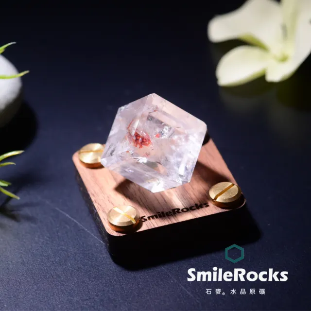 【SmileRocks 石麥】石麥水晶原礦 膠花水晶方塊 SmilePAD 4.5X4.5cm 1000首選 No.62580260409