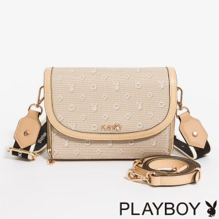 【PLAYBOY】PLAYBOY - 斜背包  Bunny Love系列 - 卡其色