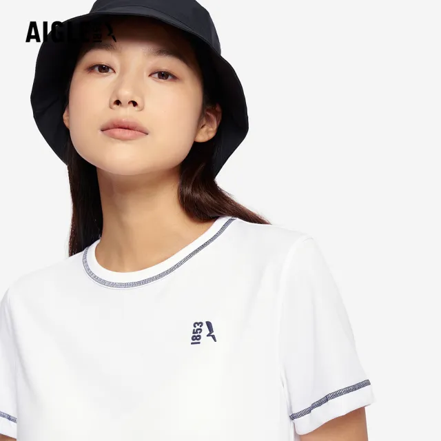 【AIGLE】女 涼感短袖T恤｜AG-5P228A130 白色(女上衣 T恤 短袖T恤 涼感 透氣)