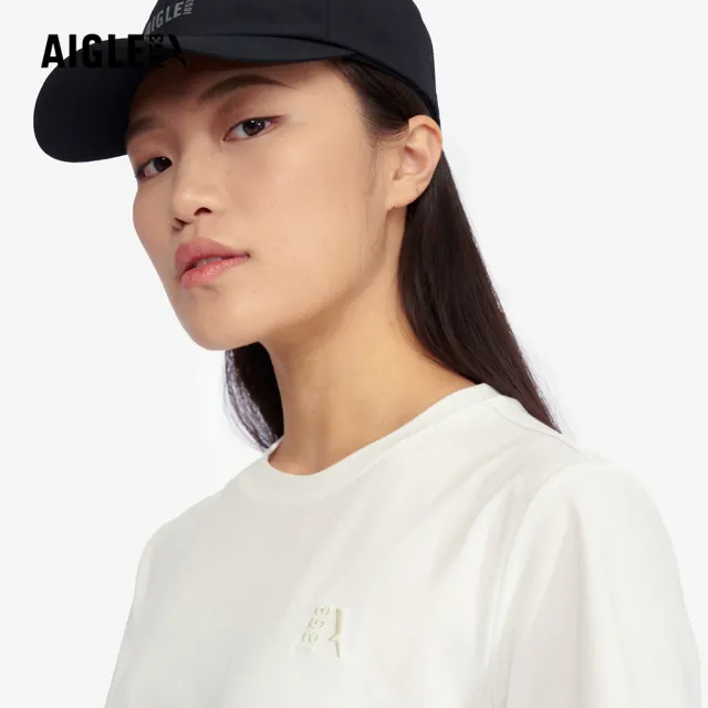【AIGLE】女 抗UV快乾短袖T恤｜AG-5P224A131 米白(女上衣 T恤 快乾 吸濕排汗 短袖T恤 防曬 抗UV)