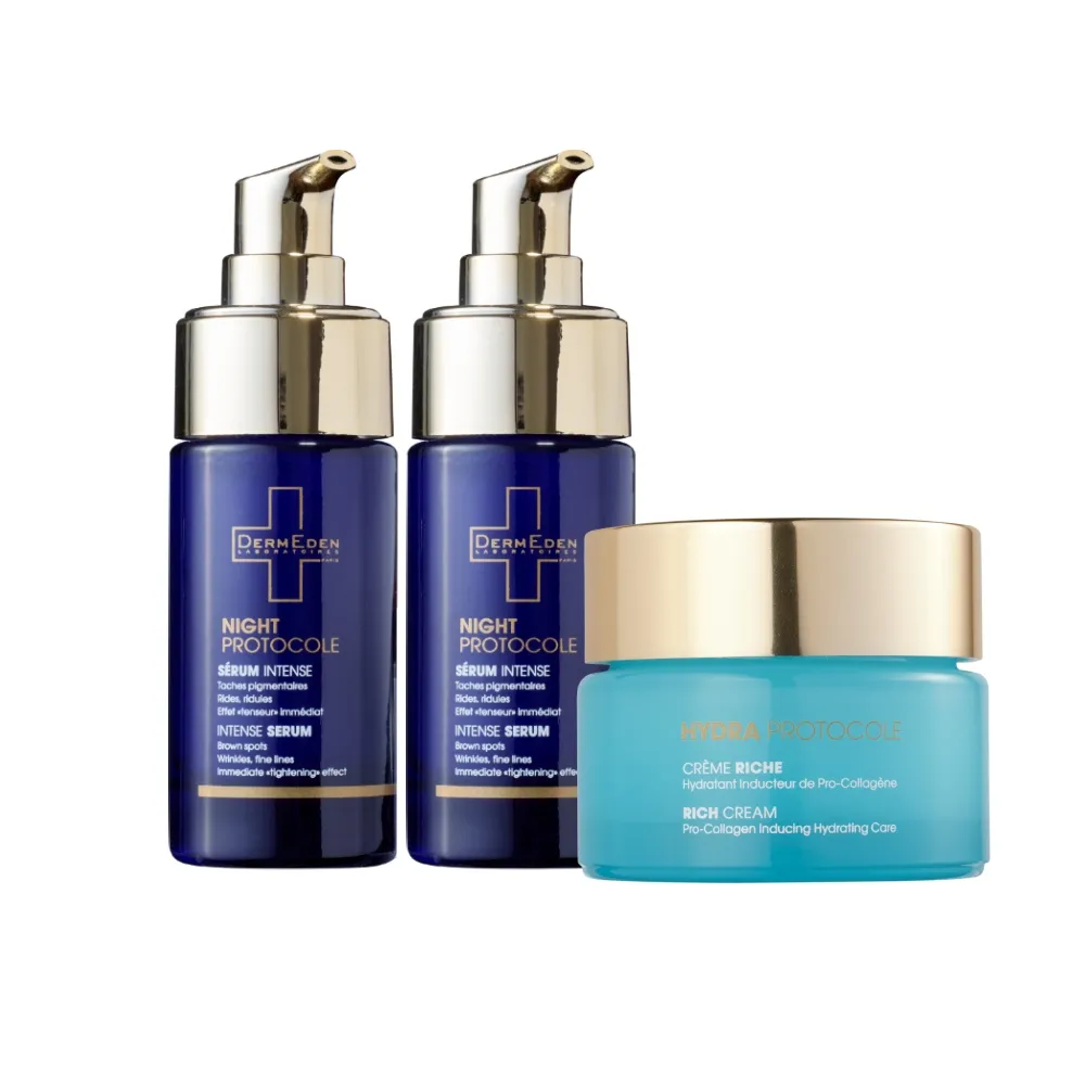 【DermEden 得美登】A醇煥精華30mlx2+5%PHA保濕霜50ml(ABC胜精華★敏肌適用 緊緻抗老)