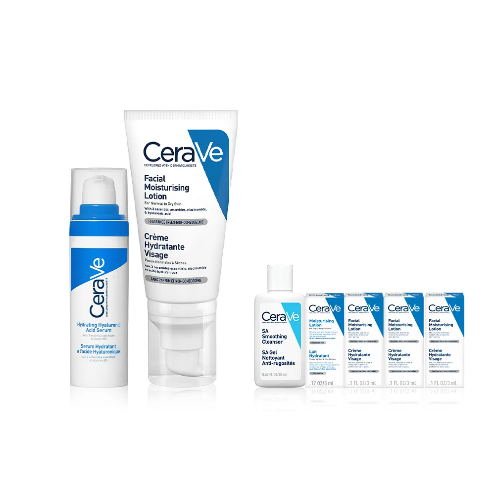 【CeraVe 適樂膚】臉部雙入組★全效水光B5玻尿酸修護精華 30ml+全效超級修護乳 52ml(保濕鎖水)
