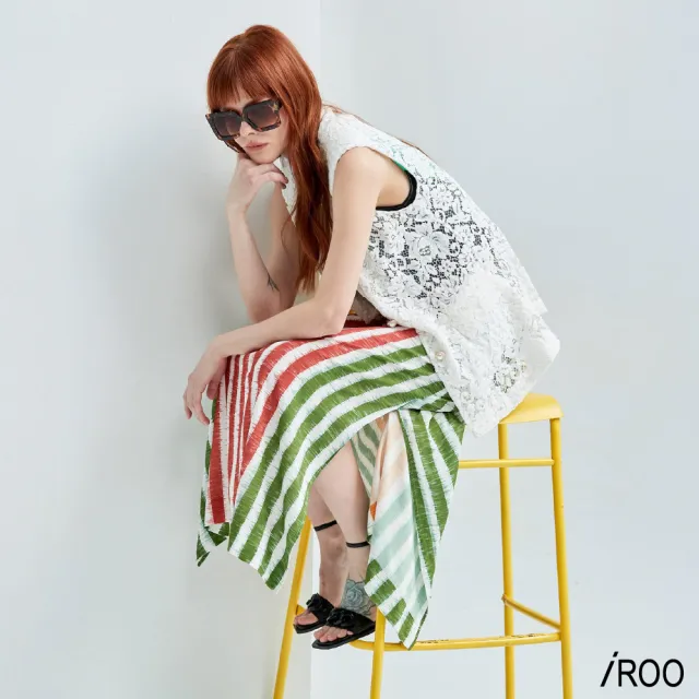 【iROO】漸層暈染彩條長裙