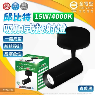 【DanceLight 舞光】1入組 15W 邱比特 吸頂投射燈 自然光 黃光 36度 時尚白 貴族黑 投射燈 可調角度