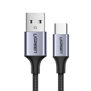 【綠聯】【綠聯】USB-A to Type-C 快充傳輸線 Aluminum BRAID 3M 銀色(A-C快充線/編織線/UGREEN)