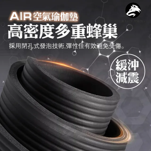 【麥克健身】加厚10mm NBR空氣瑜珈墊 健身墊 瑜珈墊 防滑墊 隔音減震地墊(贈背帶+透氣網袋)