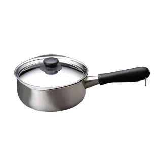 【IUSE】日本製 柳宗理 18-8不鏽鋼單手鍋18cm/亮面/附蓋(符合人體工學．絕佳導熱)