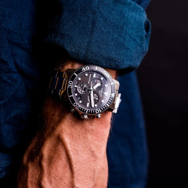 【TISSOT 天梭】Seastar 1000 海洋之星黑水鬼300米潛水三眼計時石英錶-45.5mm 父親節 送禮(T1204171105100)