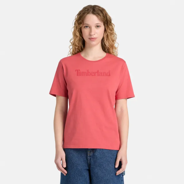 【Timberland】女款淺紅色休閒短袖T恤(A6AZP872)