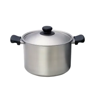 【IUSE】日本製 柳宗理 18-8不鏽鋼雙耳高鍋22cm/附蓋(符合人體工學．絕佳導熱)