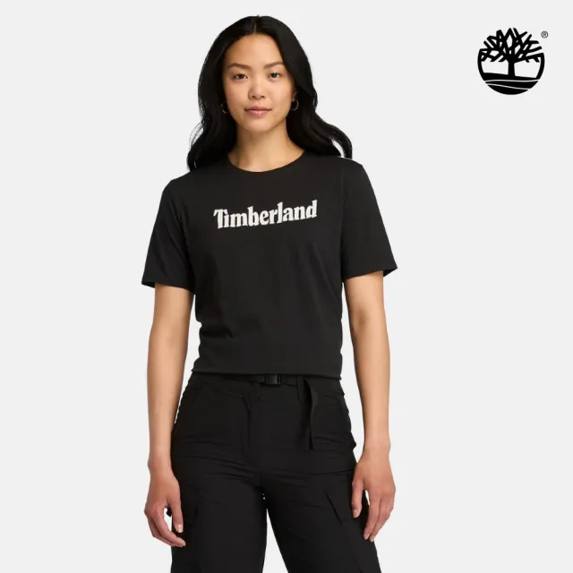 【Timberland】女款黑色休閒短袖T恤(A6AZP001)