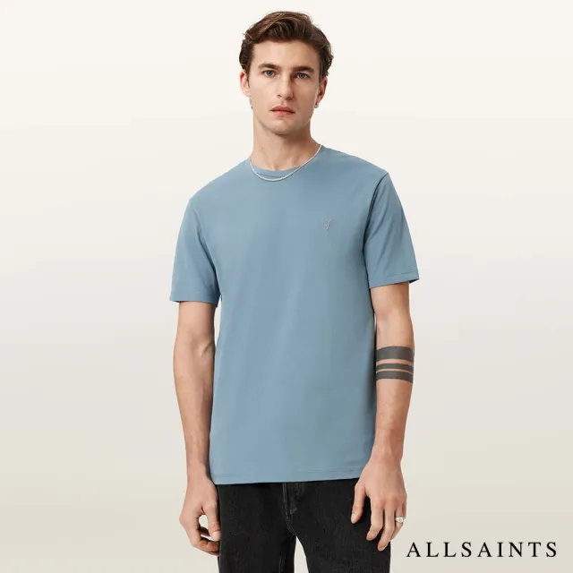 【ALLSAINTS】BRACE 純棉柔軟厚實公羊頭骨短袖T恤-藍 M030JB(修身版型)