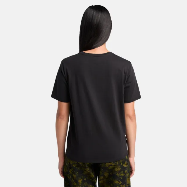【Timberland】女款黑色休閒短袖T恤(A6ATE001)